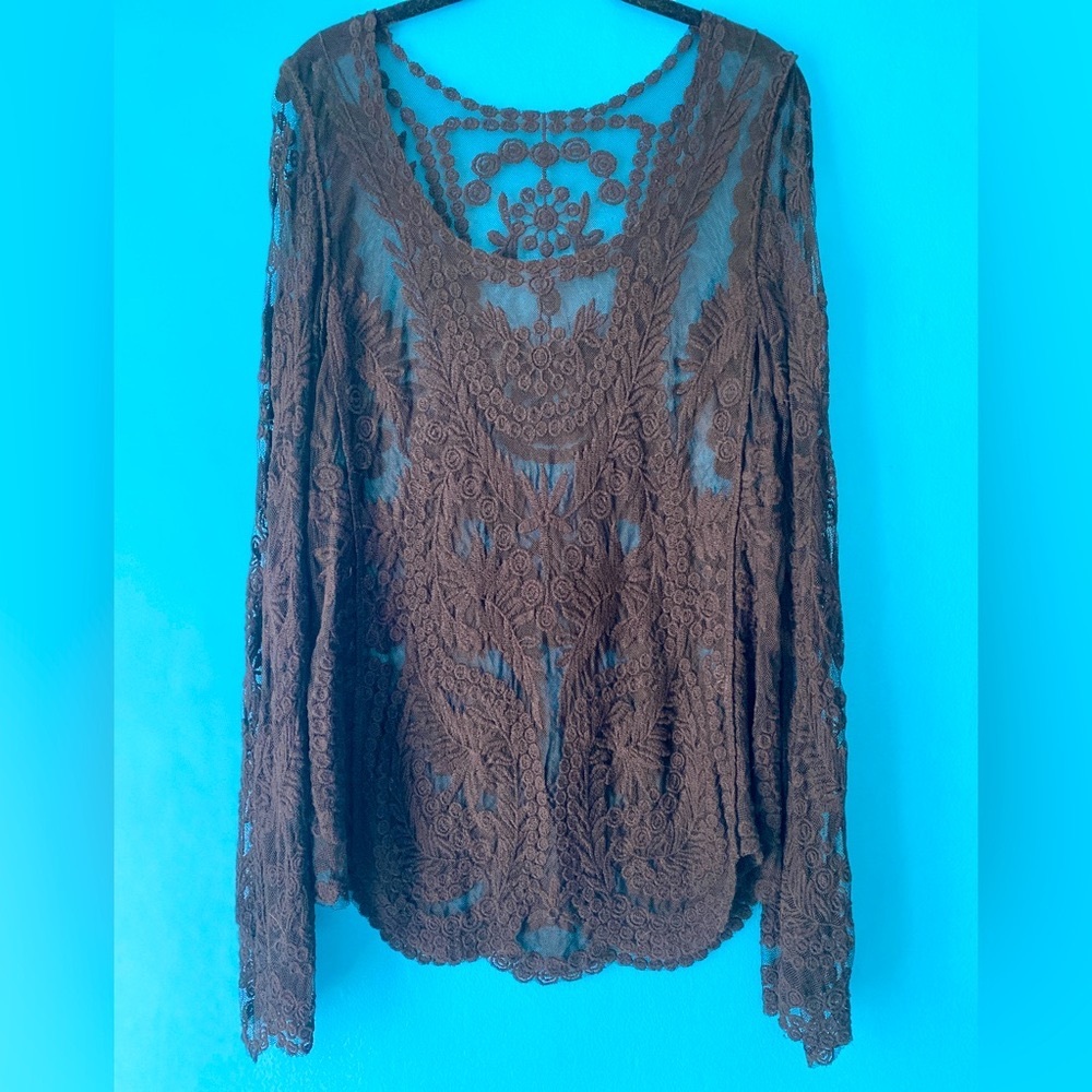 Beautiful Black Mesh Embroidered Top